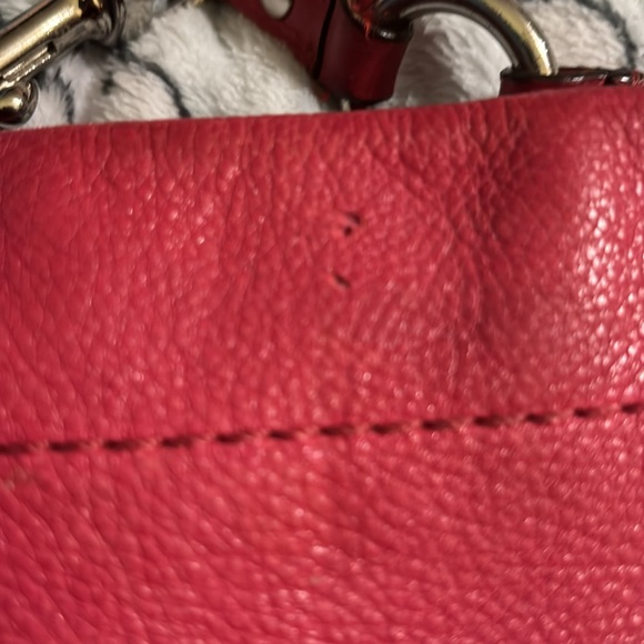 Coach shoulder handbag—red and pinkish color—good condition NO rips or Tears - Picture 16 of 16